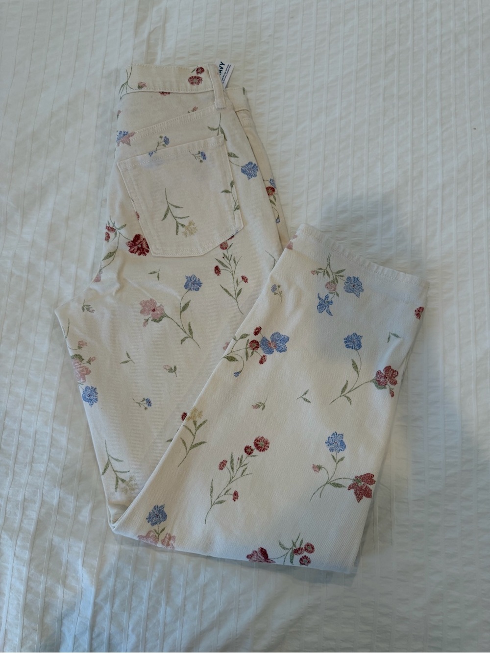 Floral barrel jeans high rise size 2